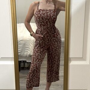 OLD NAVY brown floral jumpsuit